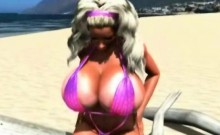 3d Beach Babe With Mega Boobs!