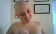 Bald head and a hairy pussy super horny girl