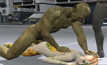 3d Cartoon Alien Vixen Getting A Double Teaming