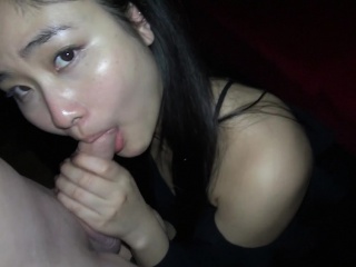 Hot japanese teen sucks after dinner