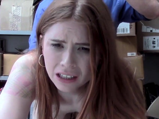 Cute redhead teen shoplifter got caught and punished