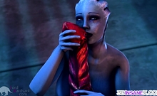 Blue Mass Effect babe fucked by alien dick