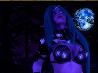 Tyrande, gorgeous night elf dancing in the moonlight