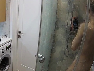 Sexy black amateur caught taking a shower on hidden cam