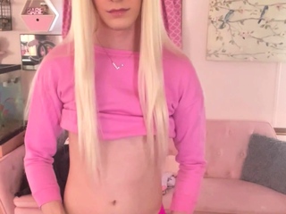 Amateur crossdresser solo on a floor