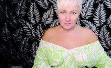 Big saggy boobs horny blonde matrue teasing solo
