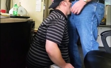 Fat Daddy Trucker Uses Chubby Boy's Mouth as a Dumping Groun