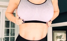 Busty Curly Brunette With Big Boobs Fucks On Couch