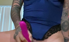 Stacked brunette goes solo toys and masturbation