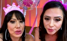 Busty brunette with big boobs rides cock