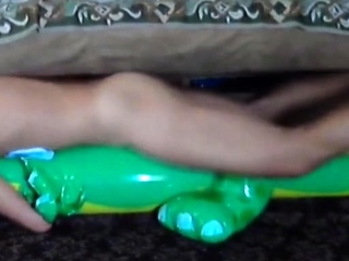 Twink Rides His Inflatable Alligator Sex Toy