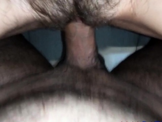 Hairy Pussy Fucked Hard with a Big Cock and Filled with Cum