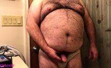 Fat Bear Strokes Clitty And Plays With Belly And Breasts