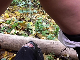 peeing old slave outdoor