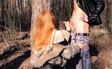 Risky Outdoor Blowjob By A Redhead Teen On A Big Cock In The
