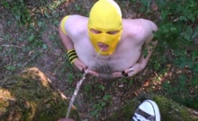 Pissing Master Uses Slave Outdoors For Pleasure