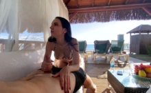 Public Beach Blowjob And Cum In Mouth - Twice!