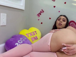 A brown-haired dame in pink tights likes a romantic solo
