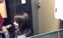 German Amateur Couple's Public Bathroom Blowjob And Facial A