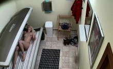 Pierced Pussy Snooped In Tanning Bed